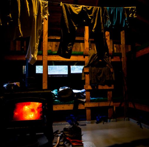 San Juan Huts interior at night Ridgway Colorado